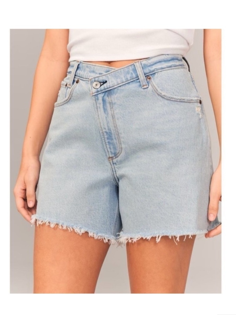 Abercrombie & Fitch Light Blue High-Rise Dad Jean Shorts